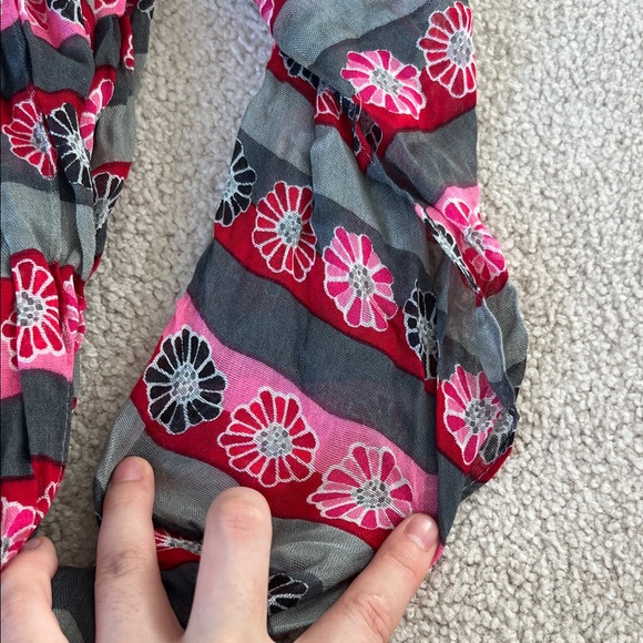 Vera Bradley Pink and Gray Striped Scarf - Picture 6 of 6